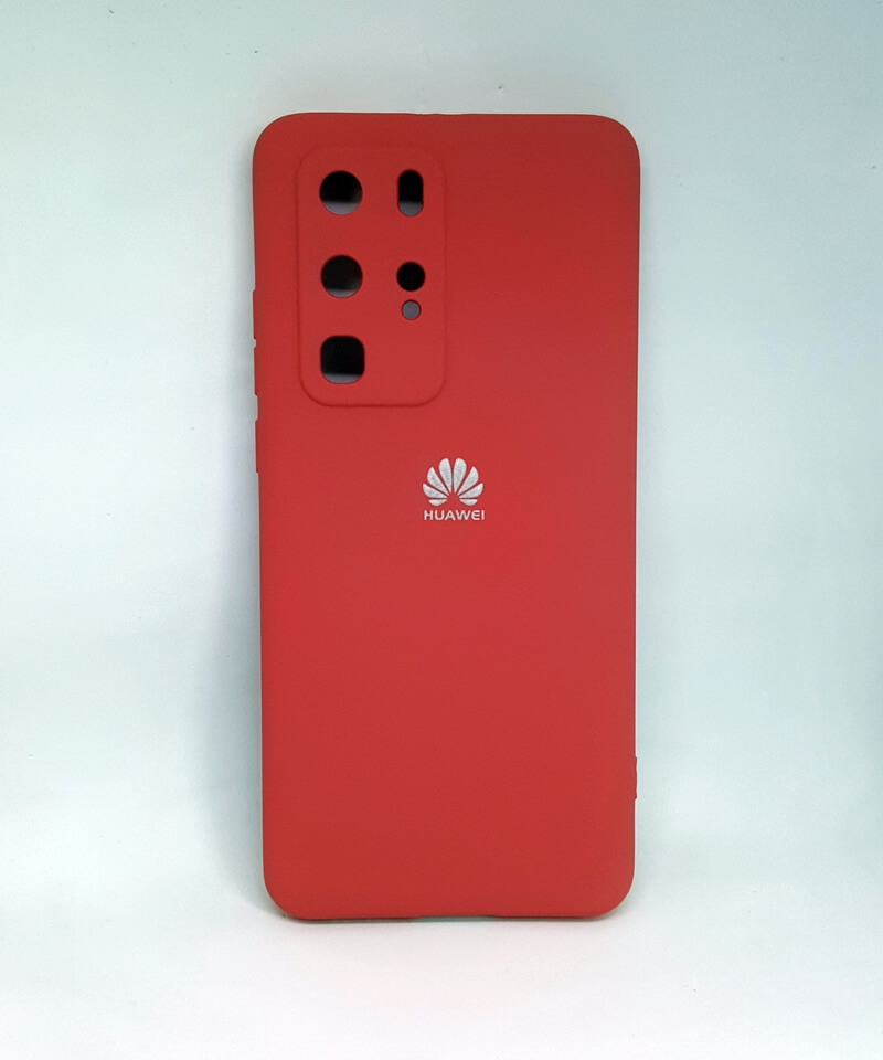 Накладка Silicone Case Full Camera для Huawei P40 Pro бордова-0